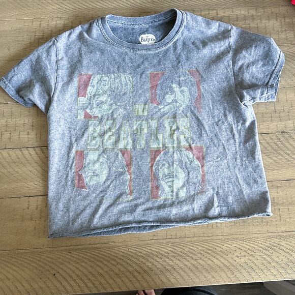 Beatles Let it Be T-Shirt Gray Size Small Cropped - Picture 1 of 2